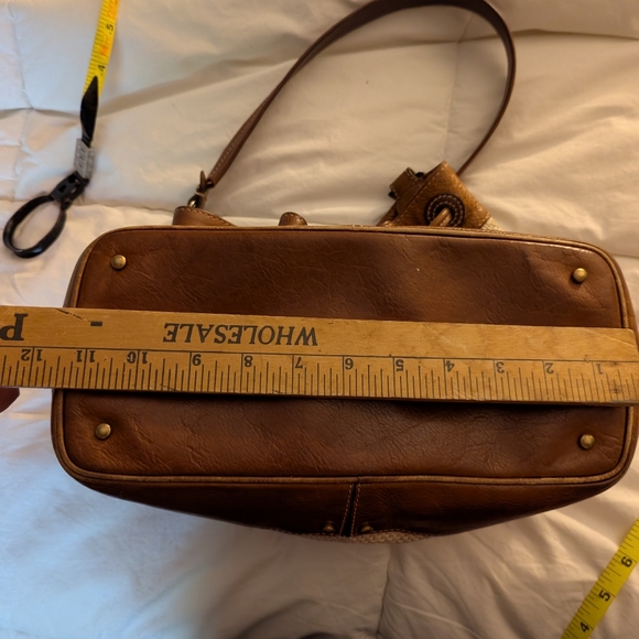 Elegant Two-Tone Leather and Canvas Women's Bag - Picture 9 of 9